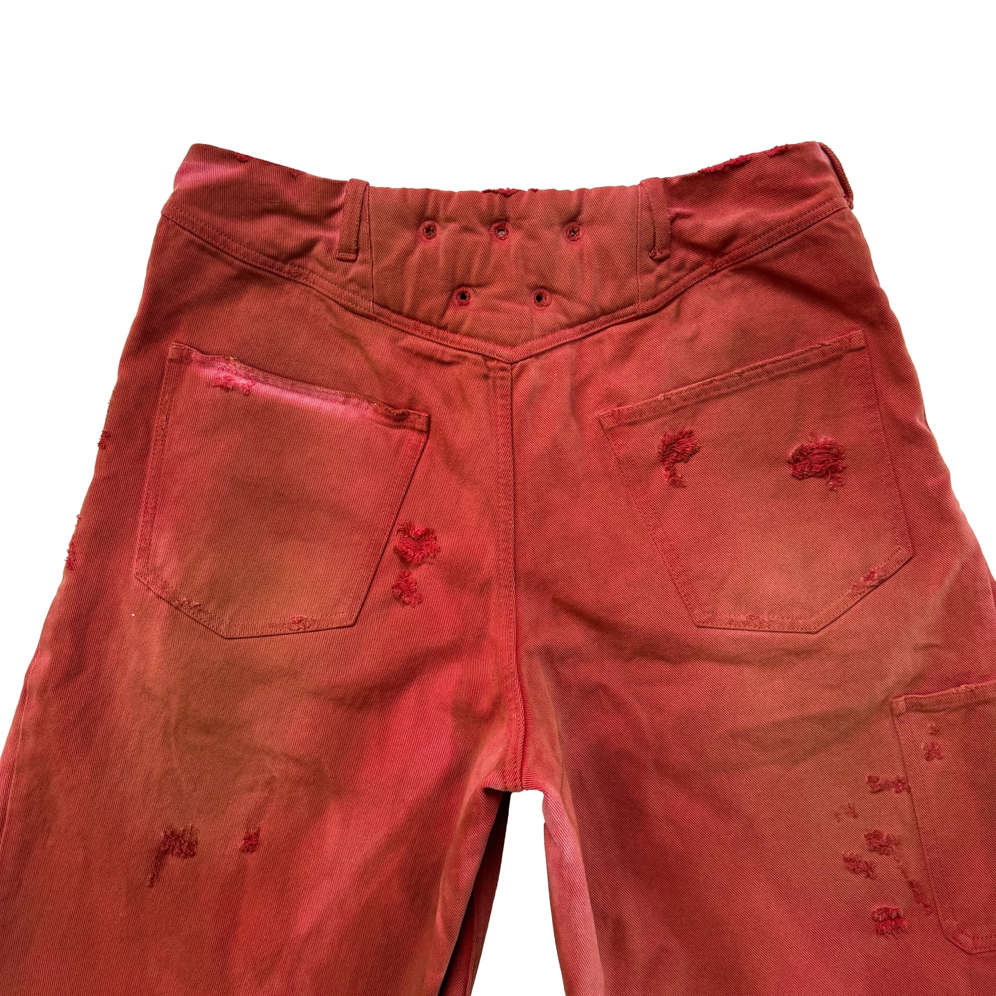 DISTRESSED DENIM SHORTS (RED)