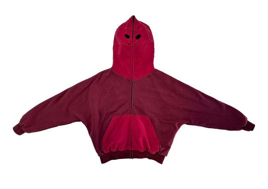 DOUBLE LAYERED TN1 HOODIE (DARK RED & BURGUNDY)
