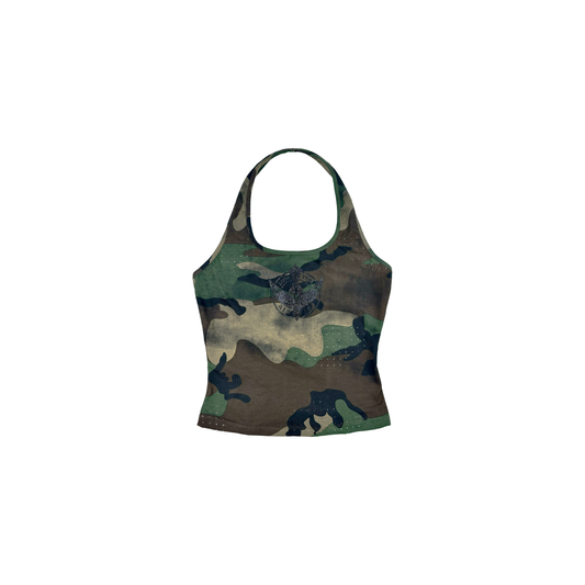 WOODLAND CAMO HALTER TOP