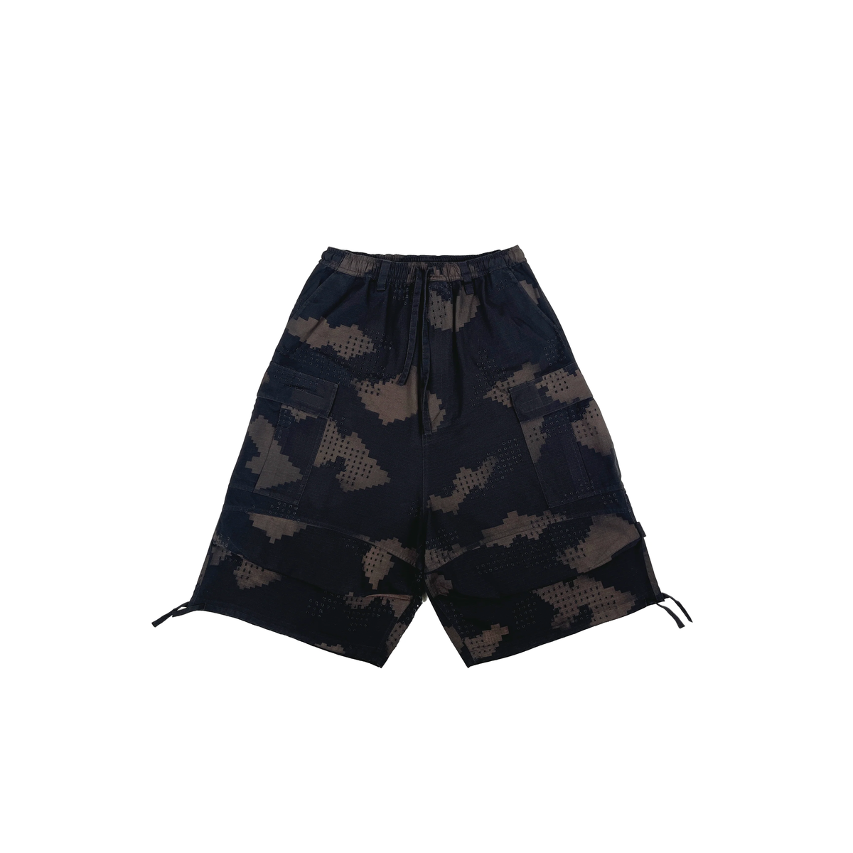 GRID CAMO CARGO SHORTS (BLACK)