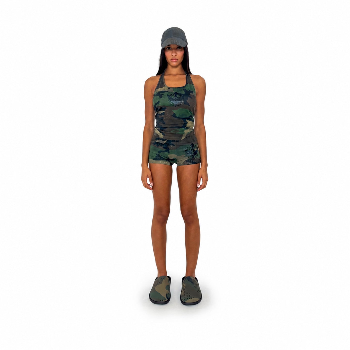WOODLAND CAMO HALTER TOP (AIR JET)